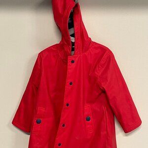 Hatley Red with Navy Stripe Lining Splash Jacket::Girls sz. 4
